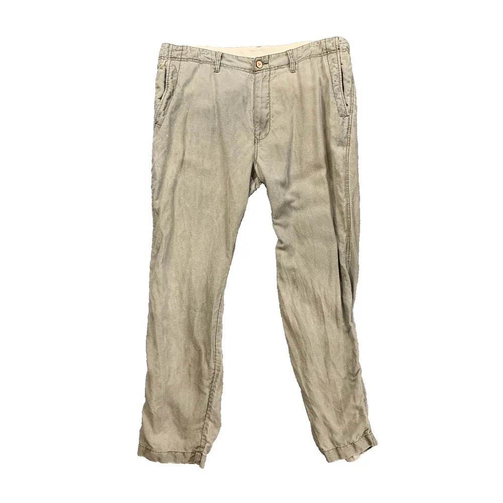 Tommy Bahama Pants Mens 40 Pewter Linen Blend Lightweight Breathable Trousers